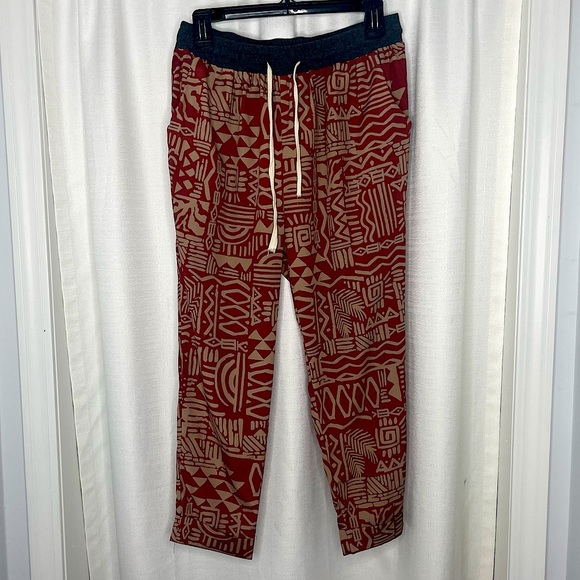 Peppermint Pants - Peppermint Drawstring Orange and Tan Tribal Pants